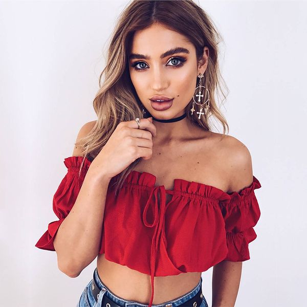women lace up crop off shoulder summer cool blouse chemise tube blusa ruffle white chiffon blouse
women lace up crop off shoulder summer cool blouse chemise tube blusa ruffle white chiffon blouse