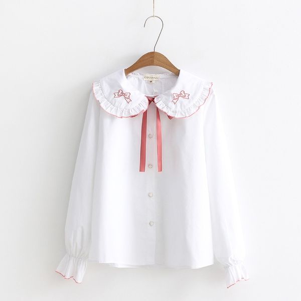 bow embroidery sash peter pan collar long sleeve shirt blouse women mori girl 2018 spring, White
bow embroidery sash peter pan collar long sleeve shirt blouse women mori girl 2018 spring, White