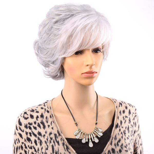 short curly wigs for old women white gray ombre hair with bangs synthetic hair full wig cosplay, Black
short curly wigs for old women white gray ombre hair with bangs synthetic hair full wig cosplay, Black