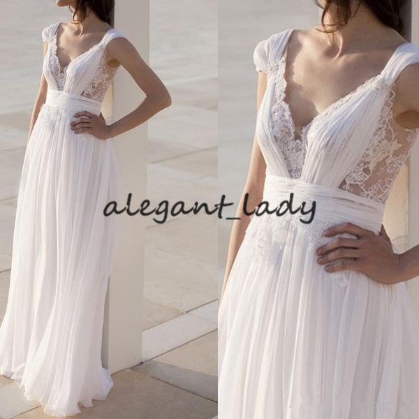 2018 Sexy Beach Wedding Dresses Chiffon With Pleats V-Neck Cap Sleeve Lace Bridal Gowns Vestido De Novia
2018 Sexy Beach Wedding Dresses Chiffon With Pleats V-Neck Cap Sleeve Lace Bridal Gowns Vestido De Novia