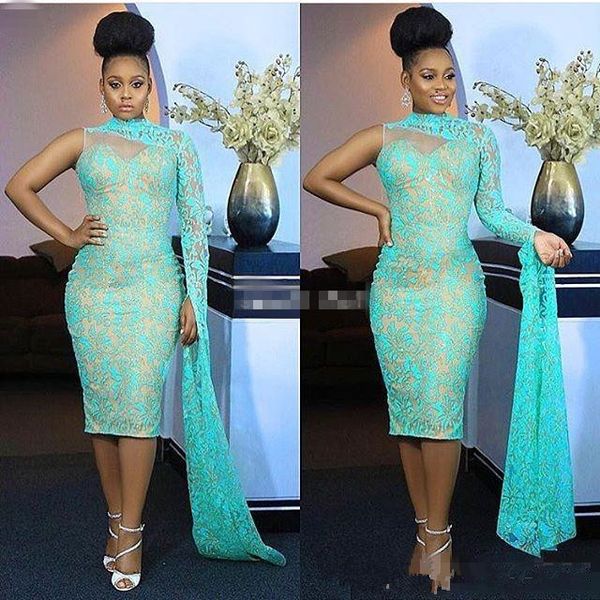 nigeria style 2018 one shoulder evening dresses high neck lace tea length mermaid formal prom dresses aso ebi style party gown, Black
nigeria style 2018 one shoulder evening dresses high neck lace tea length mermaid formal prom dresses aso ebi style party gown, Black