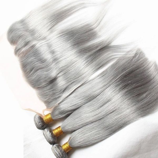 Ear to ear lace frontal clo ure with grey hair bundle 8a indian gray virgin human hair traight weave and 13x4 frontal
Ear to ear lace frontal clo ure with grey hair bundle 8a indian gray virgin human hair traight weave and 13x4 frontal
