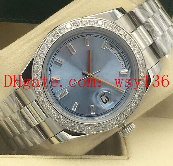 40mm day-date 228345 stainless steel bracelet diamante bezel ice blue mens movement automatic mechanical wrist watches, Slivery;brown
40mm day-date 228345 stainless steel bracelet diamante bezel ice blue mens movement automatic mechanical wrist watches, Slivery;brown