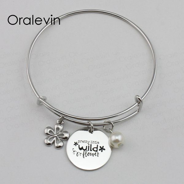 pretty little wild flower inspirational hand stamped engraved charm pendant expandable bracelet gift jewelry, #ln2194b, Black
pretty little wild flower inspirational hand stamped engraved charm pendant expandable bracelet gift jewelry, #ln2194b, Black