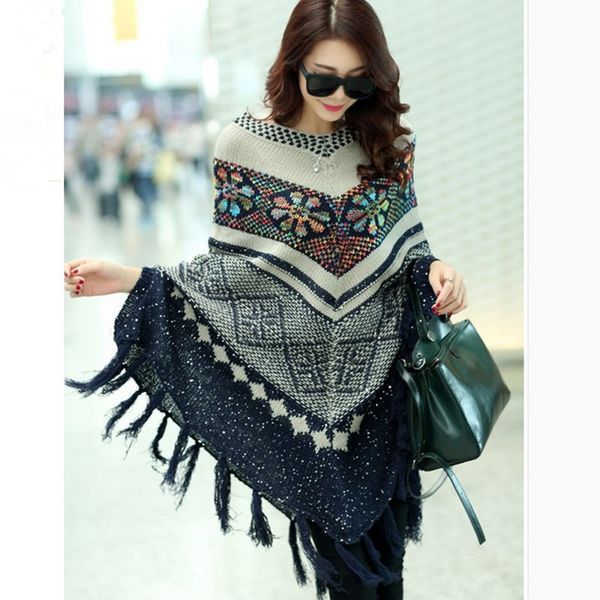 batwing sleeves knitted sweaters women's new products autumn loose large size sweater cloak shawl, White;black
batwing sleeves knitted sweaters women's new products autumn loose large size sweater cloak shawl, White;black