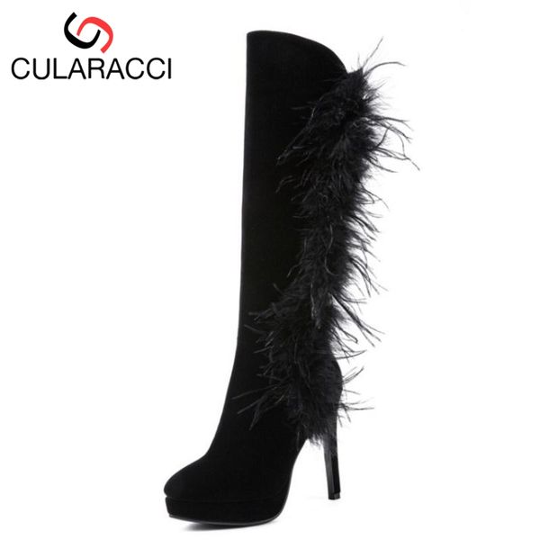 cularacci women long boots winter shoes woman plush fur warm knee boots platform thin heel zipper shoes ladies size 33-43, Black
cularacci women long boots winter shoes woman plush fur warm knee boots platform thin heel zipper shoes ladies size 33-43, Black