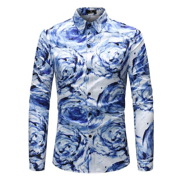 2018 shirt men new vortex portrait floral print slim fit shirt cotton turn-down collar single breasted design z30, White;black
2018 shirt men new vortex portrait floral print slim fit shirt cotton turn-down collar single breasted design z30, White;black