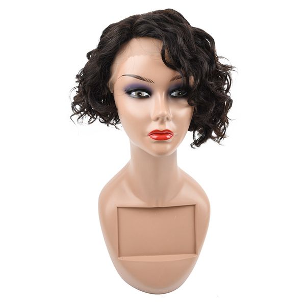 short wigs curly hair brazilian hair lace front wigs human hair wigs for black women swiss lace frontal wig, Black;brown
short wigs curly hair brazilian hair lace front wigs human hair wigs for black women swiss lace frontal wig, Black;brown