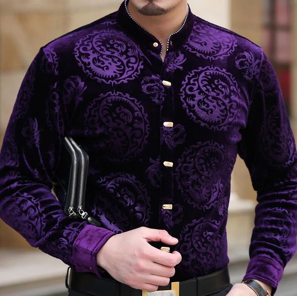 men shirts stand collar long sleeve velvet dress shirt man business fashion chemise masculina camisa vetement homme -3xl, White;black
men shirts stand collar long sleeve velvet dress shirt man business fashion chemise masculina camisa vetement homme -3xl, White;black