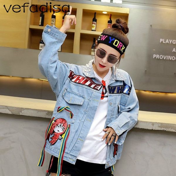 vefadisa women denim beading jacket letter printing tassel women denim coat sequins cartoon jacket 2018 autumn dq0110, Black;brown
vefadisa women denim beading jacket letter printing tassel women denim coat sequins cartoon jacket 2018 autumn dq0110, Black;brown