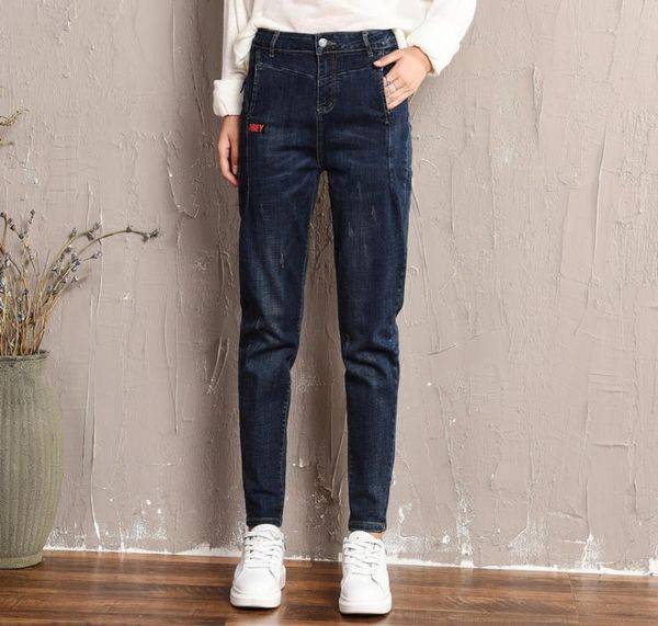 women's 2018 autumn new high elastic slim jeans harlan trousers, Blue
women's 2018 autumn new high elastic slim jeans harlan trousers, Blue