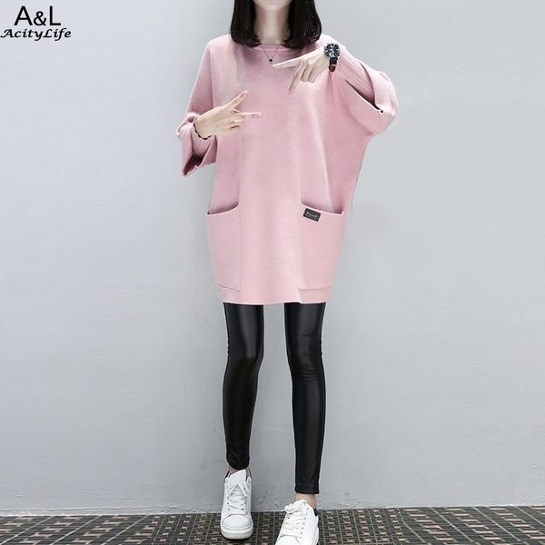 2018 spring tracksuit sweatshirt women solid loose long sleeve o-neck pullovers medium-long hoodies sweatshirts bodycon dress, Black
2018 spring tracksuit sweatshirt women solid loose long sleeve o-neck pullovers medium-long hoodies sweatshirts bodycon dress, Black