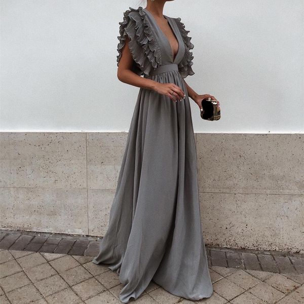 2018 new fashion solid women dress sexy v neck backless flying short sleeves maxi dress party beach long, White;black
2018 new fashion solid women dress sexy v neck backless flying short sleeves maxi dress party beach long, White;black