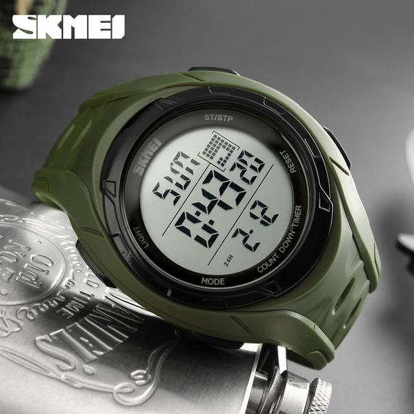 

skmei 1313 sports watches men countdown chronograph outdoor watch alarm waterproof wristwatches clock male relogio masculino, Slivery;brown