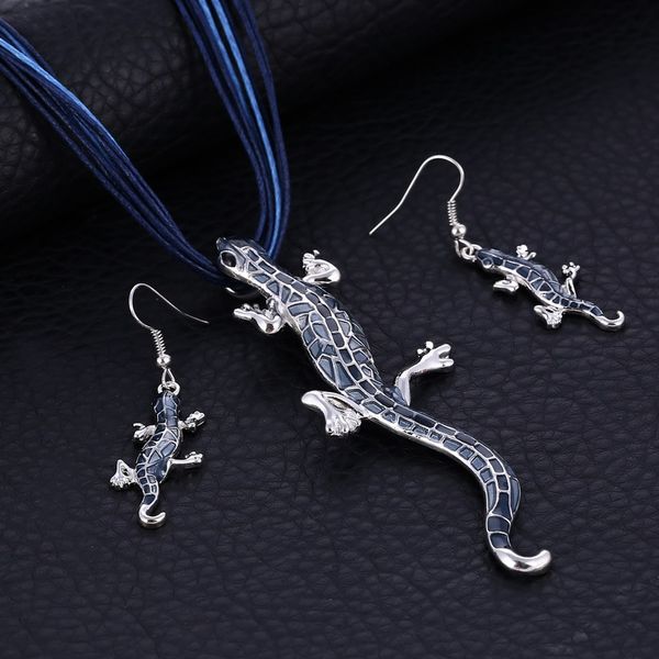 minhin blue gecko charms jewelry set for women new design punk necklace earrings set silver leather jewelry
minhin blue gecko charms jewelry set for women new design punk necklace earrings set silver leather jewelry