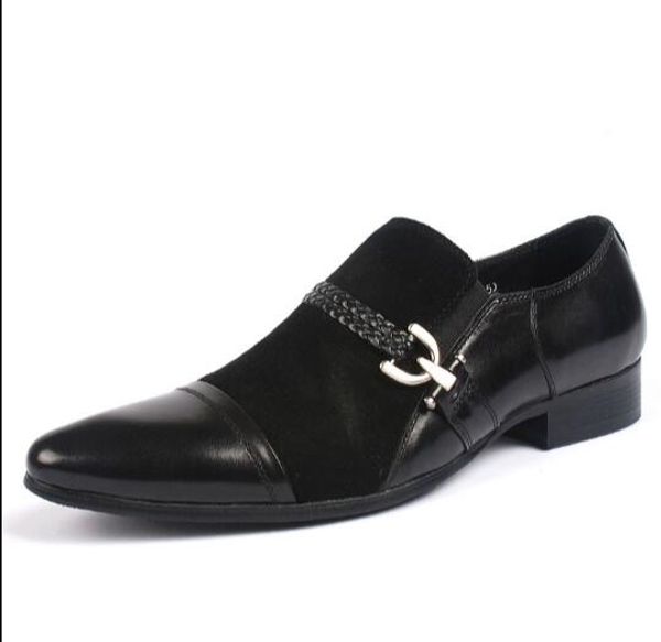 british matte leather pointed toe shoes men's business dress shoes men's leather slip-on patchwork, Black
british matte leather pointed toe shoes men's business dress shoes men's leather slip-on patchwork, Black