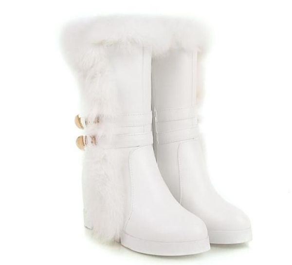 send 2018 winter new style thickening warmth fashion anti slip women's middle boots, Black