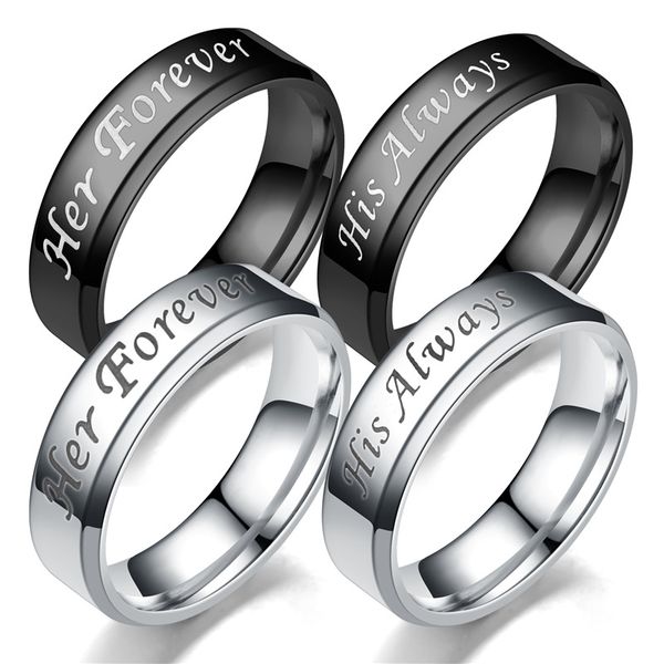 never fade engagement titanium steel his always her forever letter jewerly accessories women & men wedding couple rings 1pcs/lot, Golden;silver
never fade engagement titanium steel his always her forever letter jewerly accessories women & men wedding couple rings 1pcs/lot, Golden;silver