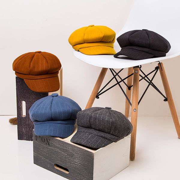 2018 new hat autumn and winter woolen sweet japanese cute octagonal hat all-match retro british bere newspaper hat, Blue;gray 
2018 new hat autumn and winter woolen sweet japanese cute octagonal hat all-match retro british bere newspaper hat, Blue;gray