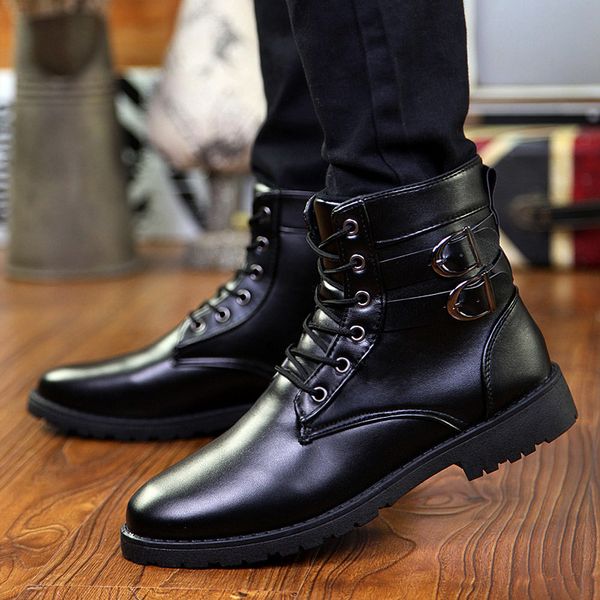 new men shoes spring winter men boots fashion belt buckle male shoes high-cut men casual shoes, Black
new men shoes spring winter men boots fashion belt buckle male shoes high-cut men casual shoes, Black