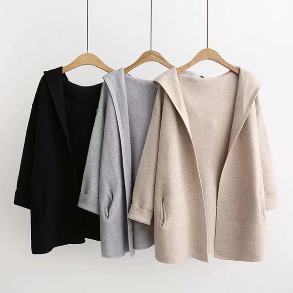 autumn winetr mori girl sweet cardigan women's casual solid color hooded knit loose female soft warm sweater cardigan z126, White;black
autumn winetr mori girl sweet cardigan women's casual solid color hooded knit loose female soft warm sweater cardigan z126, White;black