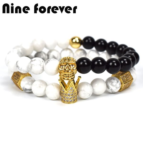 nine forever natural stone beads crown bracelet men jewelry skull skeleton titanium steel bracelets pulseira masculina bileklik, Golden;silver
nine forever natural stone beads crown bracelet men jewelry skull skeleton titanium steel bracelets pulseira masculina bileklik, Golden;silver
