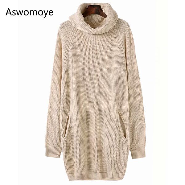2018 autumn winter new fashion women long sweaters turtleneck full sleeve double pockets pullovers female knitted sweater dress, White;black
2018 autumn winter new fashion women long sweaters turtleneck full sleeve double pockets pullovers female knitted sweater dress, White;black