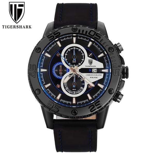 tigershark men's watches chronograph leather strap brand sports watche luminous 30m waterproof fashion watch blue color, Slivery;brown
tigershark men's watches chronograph leather strap brand sports watche luminous 30m waterproof fashion watch blue color, Slivery;brown