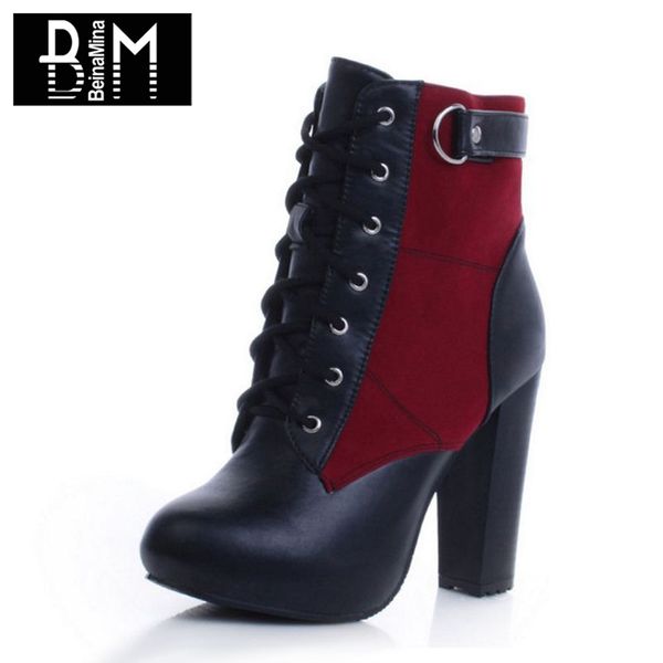 beinamina woman high heel boots lace up mixed color buckle woman ankle boots fashion mature shoes footwear size 34-39, Black
beinamina woman high heel boots lace up mixed color buckle woman ankle boots fashion mature shoes footwear size 34-39, Black