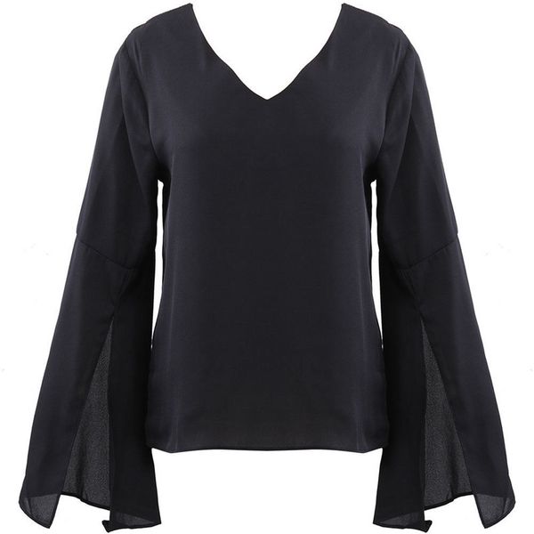 women clothes summer spring casual shirts loose long flare sleeve v-neck pullover solid chiffon blouse regular size, White
women clothes summer spring casual shirts loose long flare sleeve v-neck pullover solid chiffon blouse regular size, White