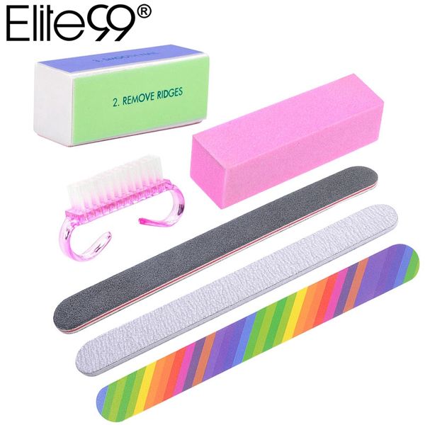 

elite99 6pcs/set nail files brush durable buffing grit sand fing nail art tool accessories sanding file uv gel polish tools