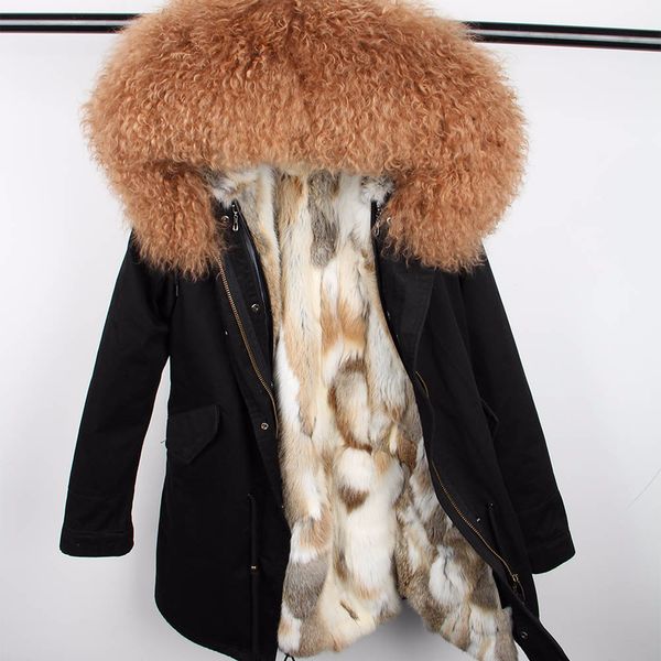 2018 new winter jacket women coat mongolia sheep fur collar hood rabbit fur liner detachable 3 in 1, Black
2018 new winter jacket women coat mongolia sheep fur collar hood rabbit fur liner detachable 3 in 1, Black