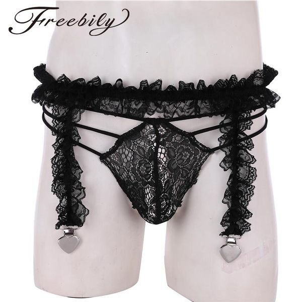 2pcs mens sissy briefs lingerie set ruffled sissy 4 frilly straps heart clips garter belt with bikini g-strings briefs underwear, Black;white
2pcs mens sissy briefs lingerie set ruffled sissy 4 frilly straps heart clips garter belt with bikini g-strings briefs underwear, Black;white