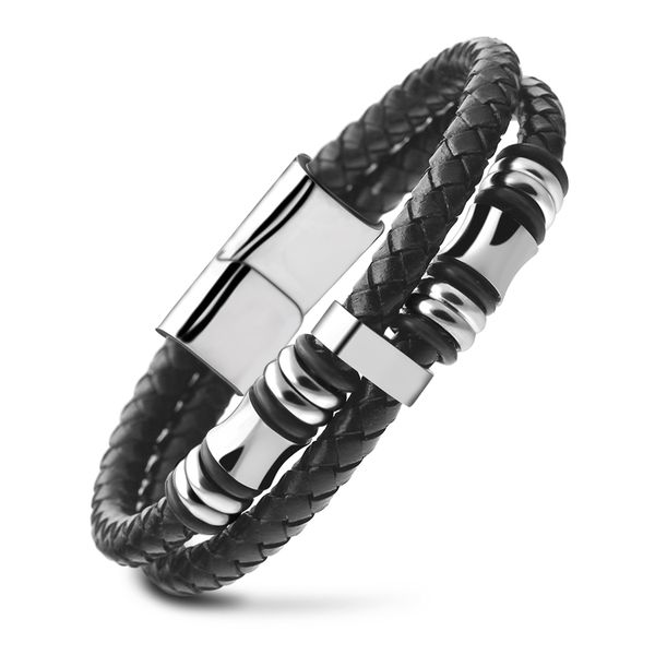 black double-layer braided genuine leather stainless steel magnetic men's bracelet wristband/wrap bracelet, Golden;silver
black double-layer braided genuine leather stainless steel magnetic men's bracelet wristband/wrap bracelet, Golden;silver