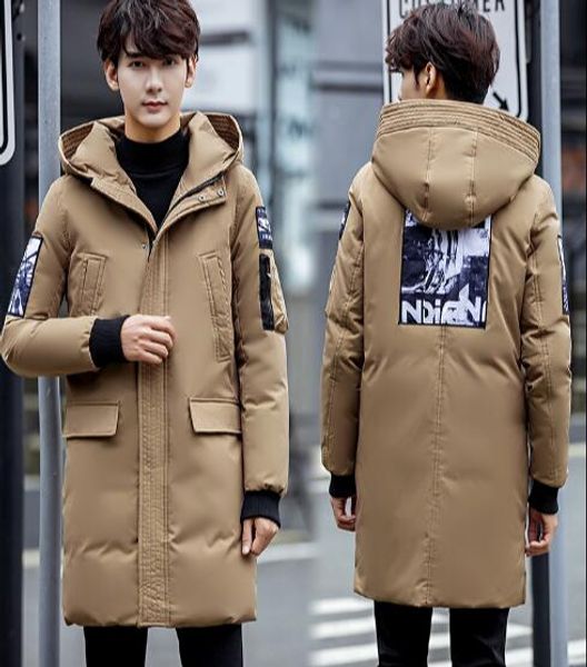 winter new men's clothing thick down jacket long slim hooded men coat outerwear parkas, Black