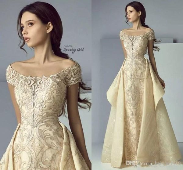 saiid kobeisy 2020 gold prom dresses lace appliques detachable train long party gowns a line middle east plus size evening dress, Black
saiid kobeisy 2020 gold prom dresses lace appliques detachable train long party gowns a line middle east plus size evening dress, Black