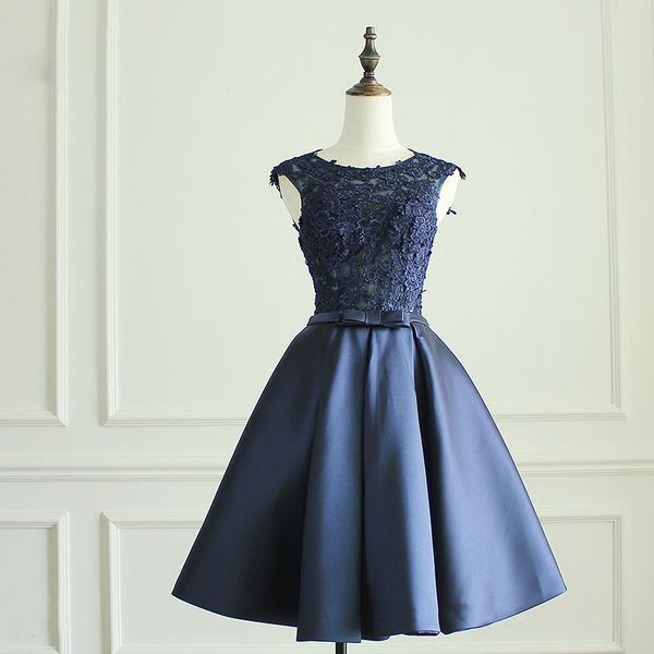 navy blue prom dresses illusion sheer with applique knee length prom dress zipper back party dress, Black
navy blue prom dresses illusion sheer with applique knee length prom dress zipper back party dress, Black