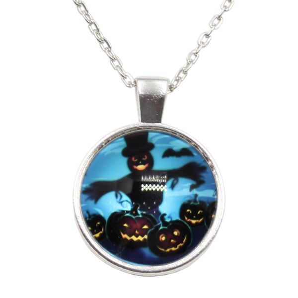ladies short long chain jewelry necklace crystal halloween scarecrow bat pumpkin light cabochon pendant necklace for girls gift, Silver
ladies short long chain jewelry necklace crystal halloween scarecrow bat pumpkin light cabochon pendant necklace for girls gift, Silver