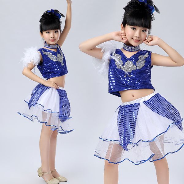 children 's performance dresses latin dance dresses kindergarten dance costumes puff skirts modern dance dresses, Blue
children 's performance dresses latin dance dresses kindergarten dance costumes puff skirts modern dance dresses, Blue