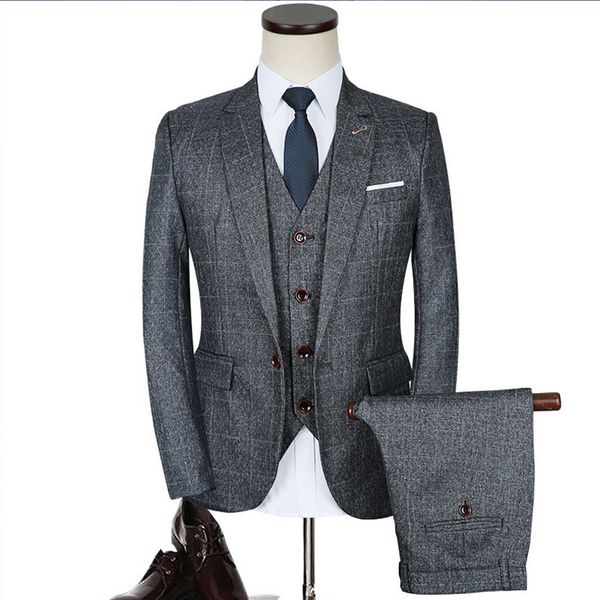luxury mens grey suits 3 pieces jacket+pants+vest formal dress chinese size men suit set men wedding suits plaid groom tuxedos, White;black
luxury mens grey suits 3 pieces jacket+pants+vest formal dress chinese size men suit set men wedding suits plaid groom tuxedos, White;black