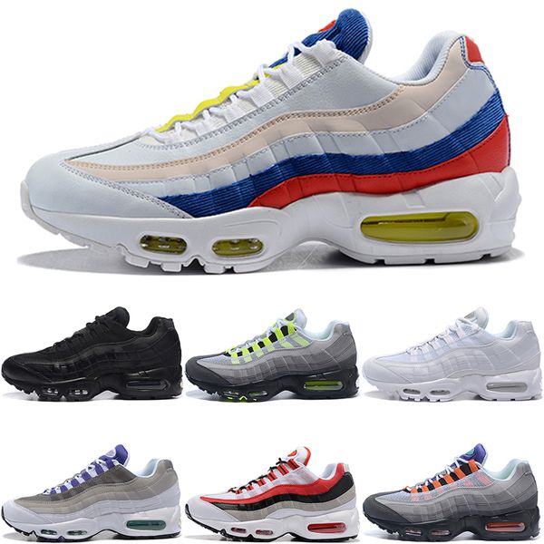 

Nike Air Max 95 Дизайнер Мужчины Женщины 95 95s Что кроссовки OG Neon Grape Triple Black White TT University Red Tr