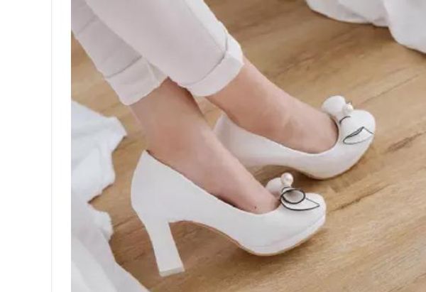 send korean 2018 new style coarse heel fashion bowknot women's singles shoes round head high heels shoes, Black
send korean 2018 new style coarse heel fashion bowknot women's singles shoes round head high heels shoes, Black