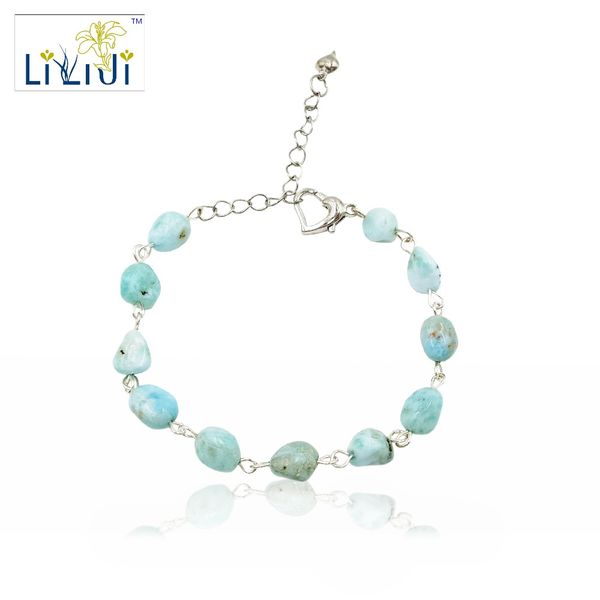 lii ji unique natural stone blue larimar nugget shape wire handwork fashion bracelet heart shape clasp ngift for women, Black
lii ji unique natural stone blue larimar nugget shape wire handwork fashion bracelet heart shape clasp ngift for women, Black
