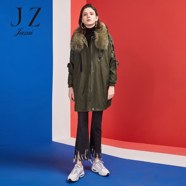 women 2018 winter new straps braids fur collar double detachable down jacket women jacket juzui, Black
women 2018 winter new straps braids fur collar double detachable down jacket women jacket juzui, Black