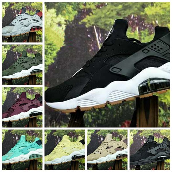 

new 2018 huarache id custom men running shoes navy blue tan air huaraches designer huraches mens womens trainers hurache sneakers size 5-11