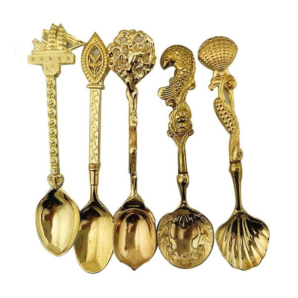 5pcs/set gold vintage royal style carved coffee cooking spoon snack dessert scoop flatware
5pcs/set gold vintage royal style carved coffee cooking spoon snack dessert scoop flatware