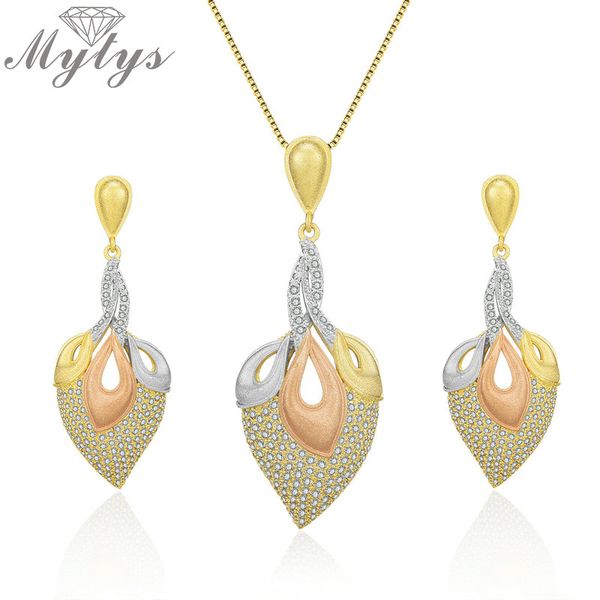 mytys italian fashion design tricolor gold jewelry sets for women high level rhinestones pave setting sandblasting technology, Silver
mytys italian fashion design tricolor gold jewelry sets for women high level rhinestones pave setting sandblasting technology, Silver