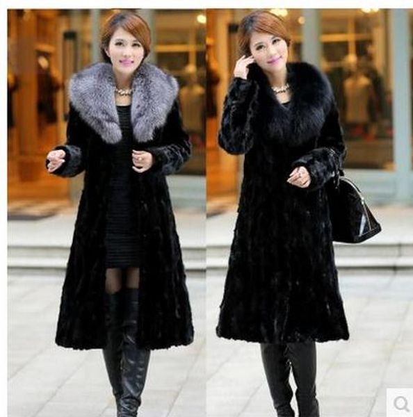 womens winter and autumn large size black faux fur coats long section turn down collar man-made fur overcoats clothes k132
womens winter and autumn large size black faux fur coats long section turn down collar man-made fur overcoats clothes k132