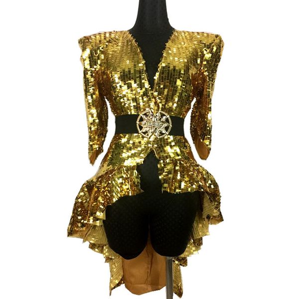 Nightclub Bar Female Ds Sexy Costume Gold Silver Sequins Tail Skirt Singer Jazz Dance Team Clothing Dj Performance Stage Wear
Nightclub Bar Female Ds Sexy Costume Gold Silver Sequins Tail Skirt Singer Jazz Dance Team Clothing Dj Performance Stage Wear