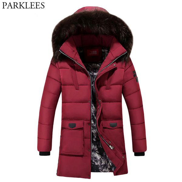 winter brand men cotton-padded jacket 2018 fashion side zipper design long park men big fur hooded coats jackets outwear red 3xl, Black
winter brand men cotton-padded jacket 2018 fashion side zipper design long park men big fur hooded coats jackets outwear red 3xl, Black